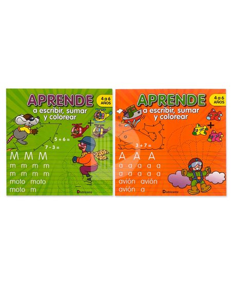COLECCIÓN APRENDE A ESCRIBIR, SUMAR Y COLOREAR